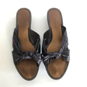 Dries Van Noten Leather Knotted Slides Wedge Open