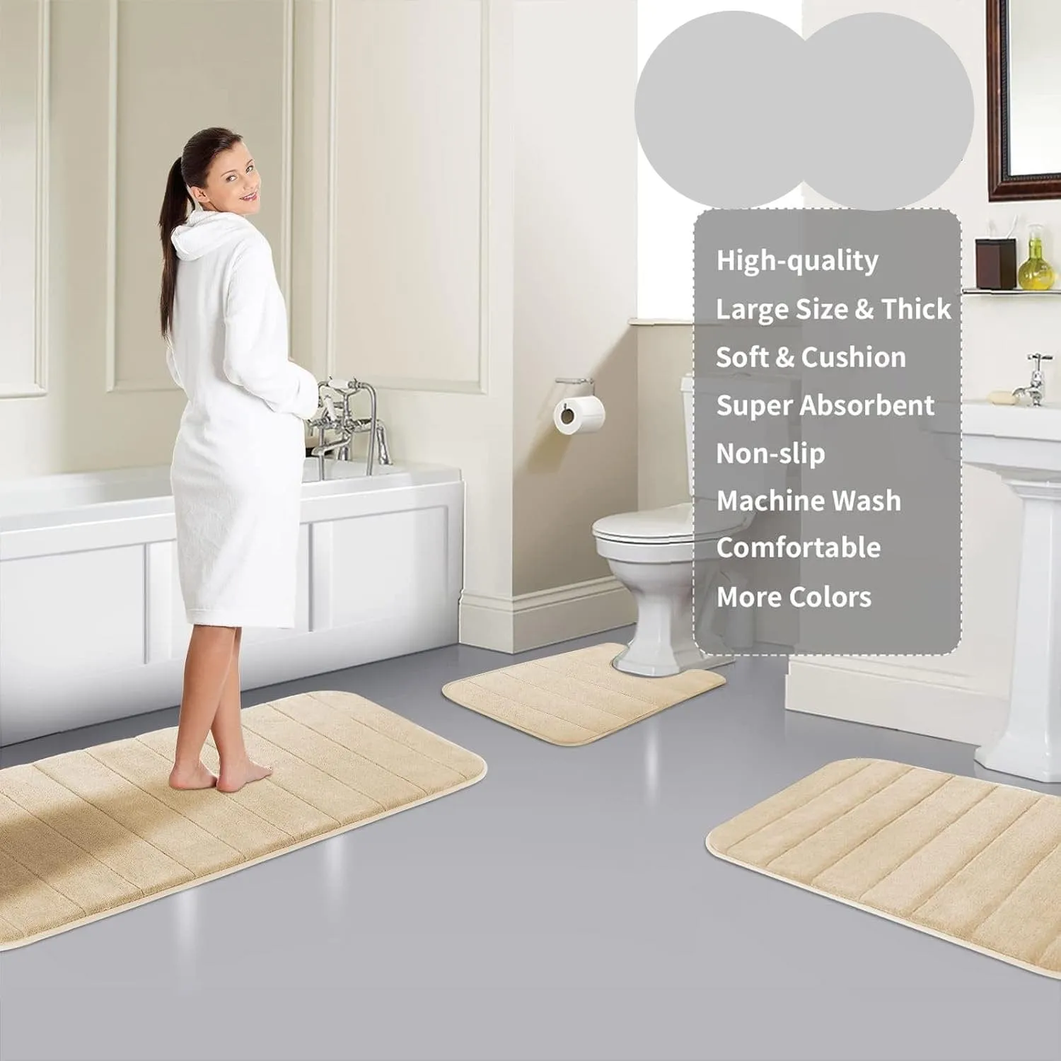 Drimat Memory Foam Bath Mat Stone