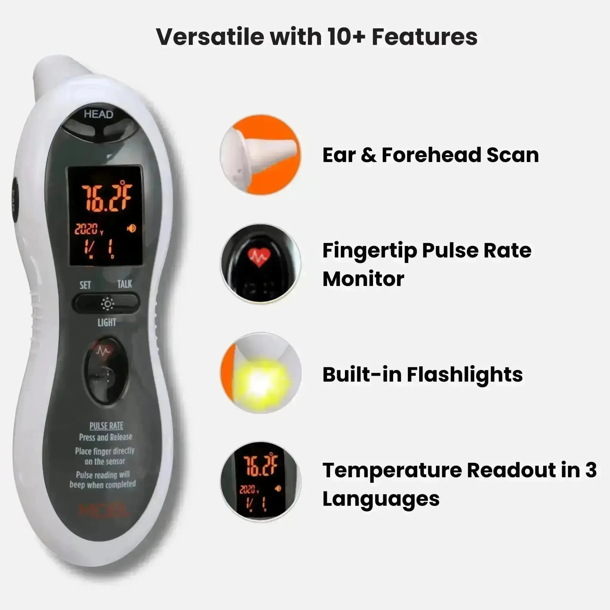 DualScan Ultra Pulse Talking Ear & Forehead Thermometer with 10  Features