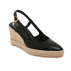 Fashion High Heels Thick-soled Waterproof Platform One-word Buckle Straw Women's Shoes