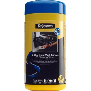 Fellowes Antibacterial Surface Cleaning Wipes - 75 pieces