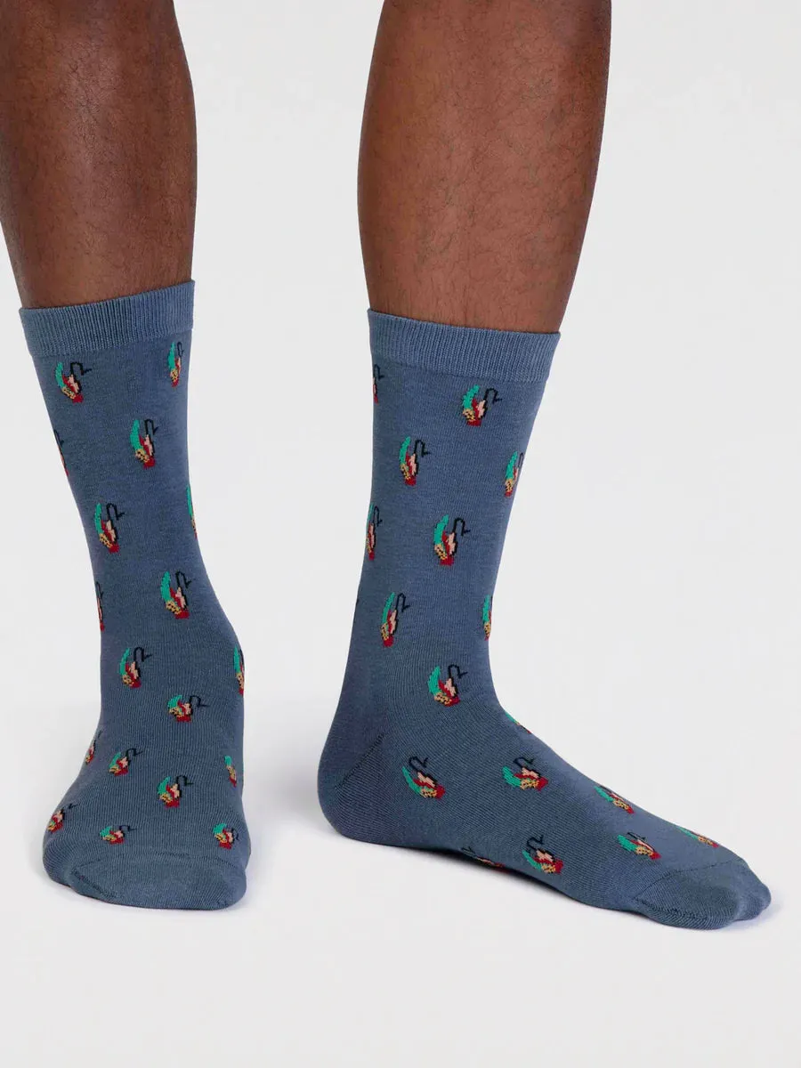 Finley Organic Cotton Fly Fishing Socks in Misty Blue by Thought, Size 7-11