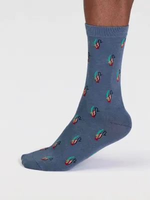 Finley Organic Cotton Fly Fishing Socks in Misty Blue by Thought, Size 7-11