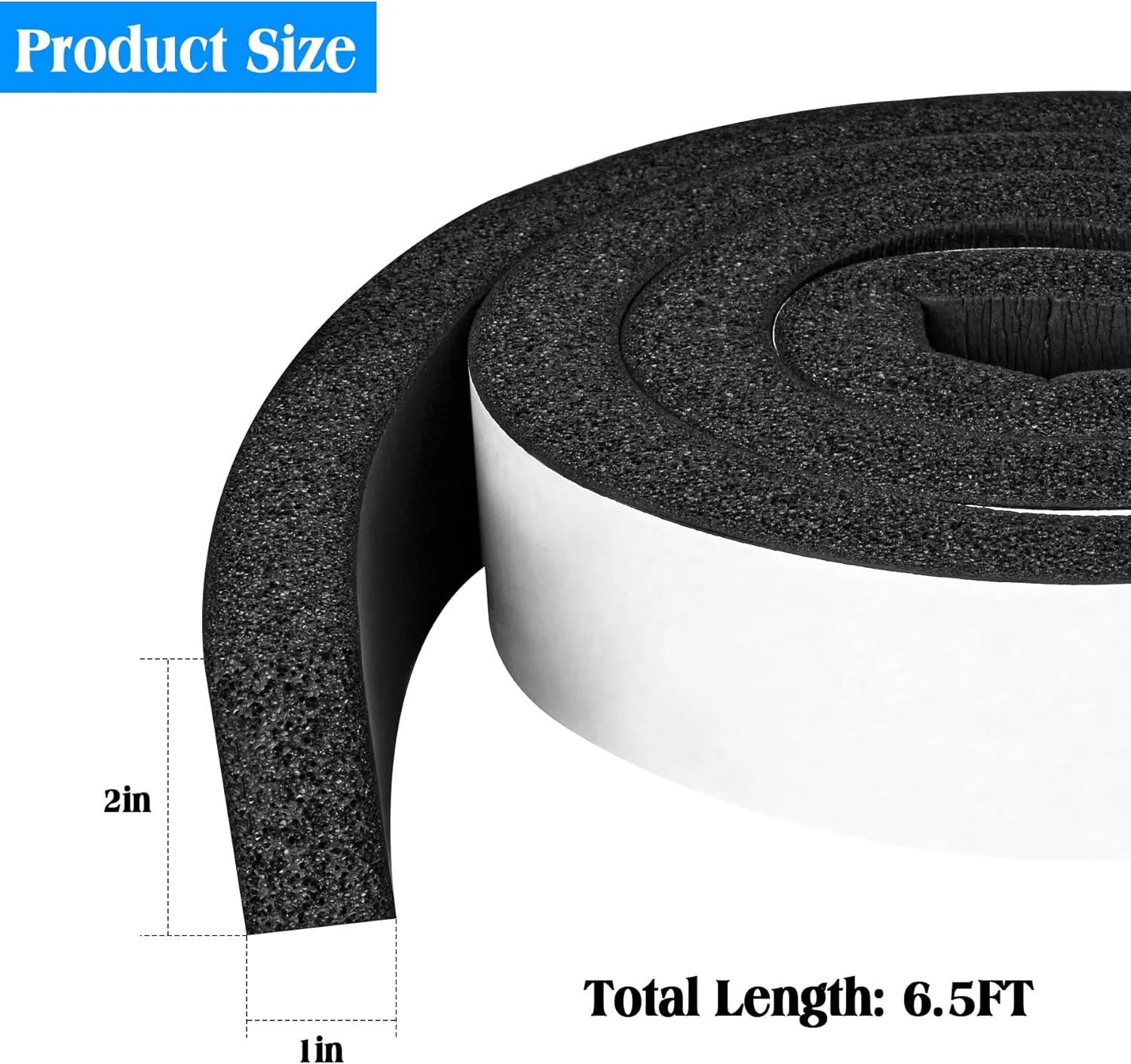 Foam Strips with Adhesive, 2 Inch Wide X 1 Inch Thick, Neoprene Weather Strippin