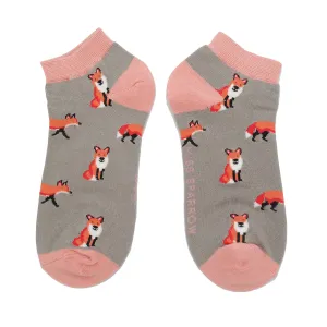 Foxes Bamboo Trainer Socks in Grey by Miss Sparrow, Size UK 4-7