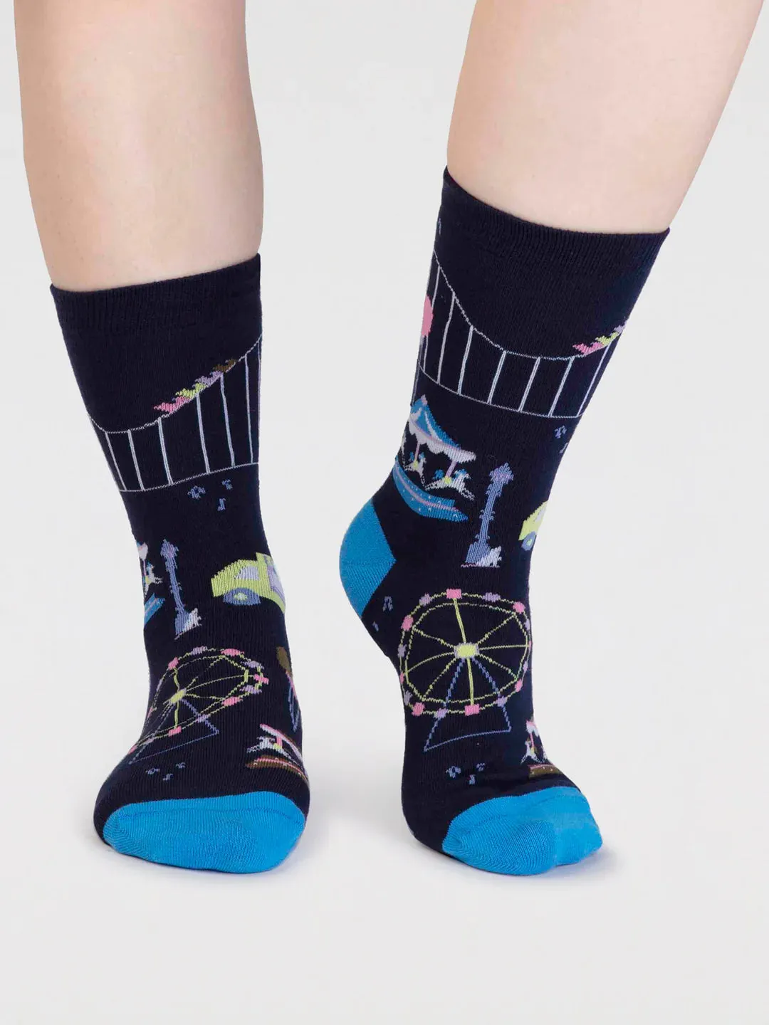 Genevieve Organic Cotton Fairground Socks in Navy by Thought