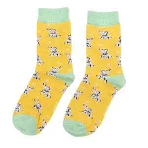 Girls Elephants Bamboo Socks in Yellow by Miss Sparrow