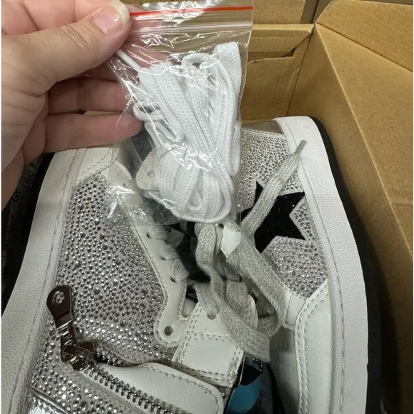 Glitter star studded hi top Margo sneaker