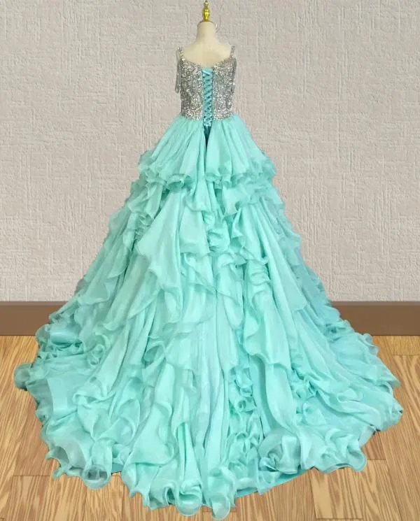 Glitz Beaded Bodice Mint Pageant Gown for Miss Teen