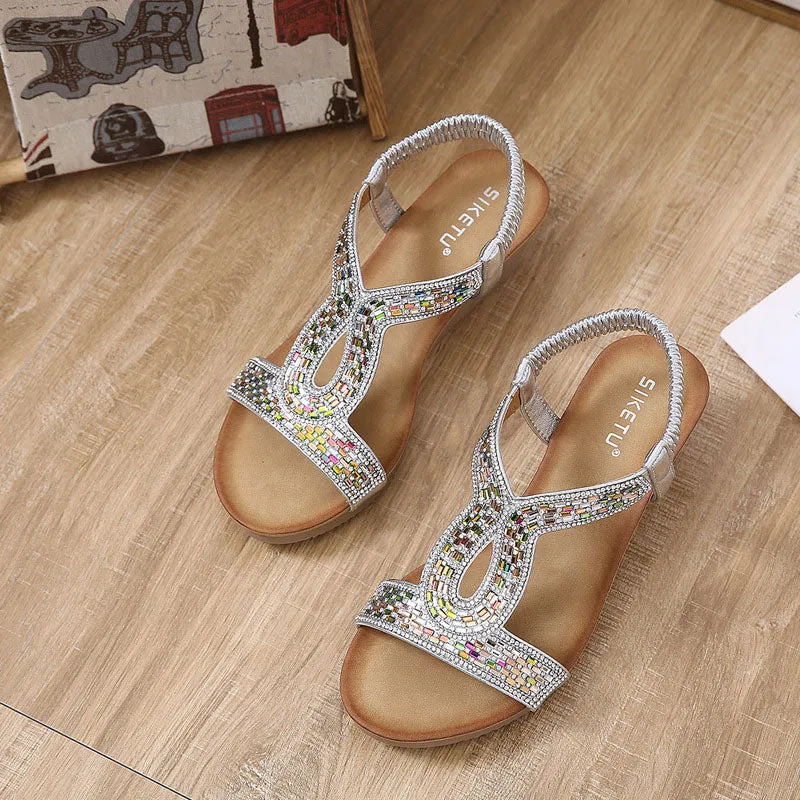 GS Wedge Slide | Luxe sandalen met wedge hak en strass details voor dames