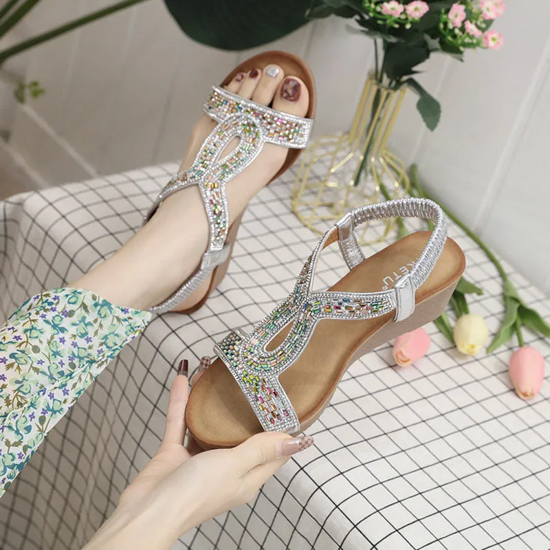 GS Wedge Slide | Luxe sandalen met wedge hak en strass details voor dames
