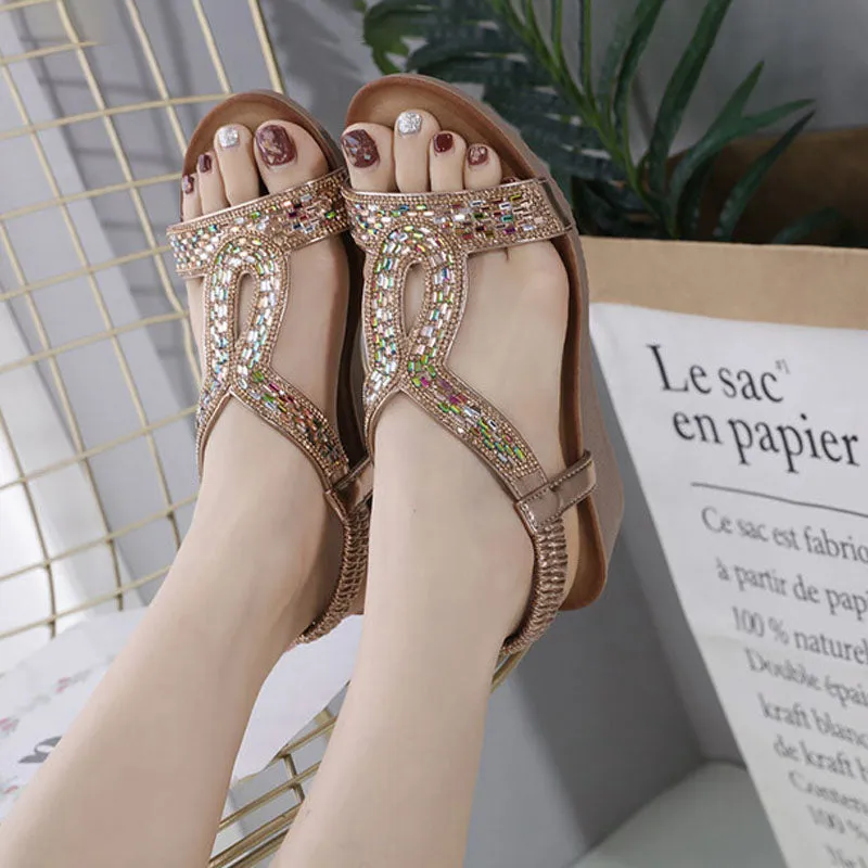 GS Wedge Slide | Luxe sandalen met wedge hak en strass details voor dames