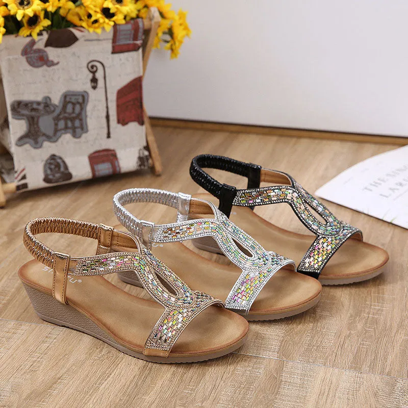 GS Wedge Slide | Luxe sandalen met wedge hak en strass details voor dames