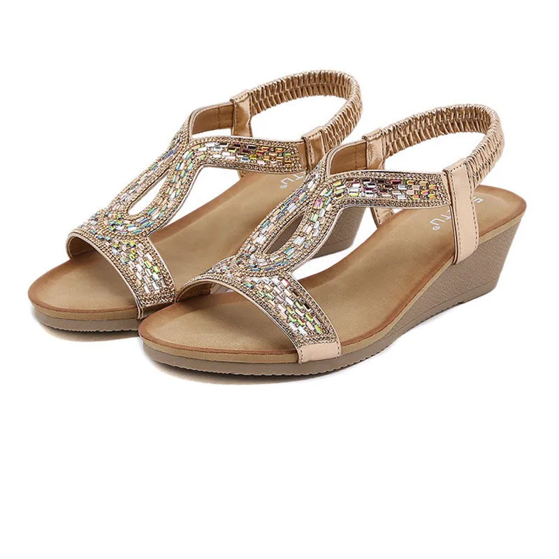GS Wedge Slide | Luxe sandalen met wedge hak en strass details voor dames