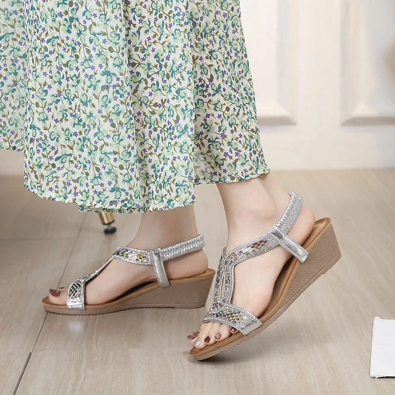 GS Wedge Slide | Luxe sandalen met wedge hak en strass details voor dames