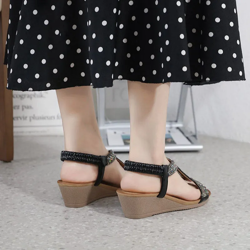GS Wedge Slide | Luxe sandalen met wedge hak en strass details voor dames