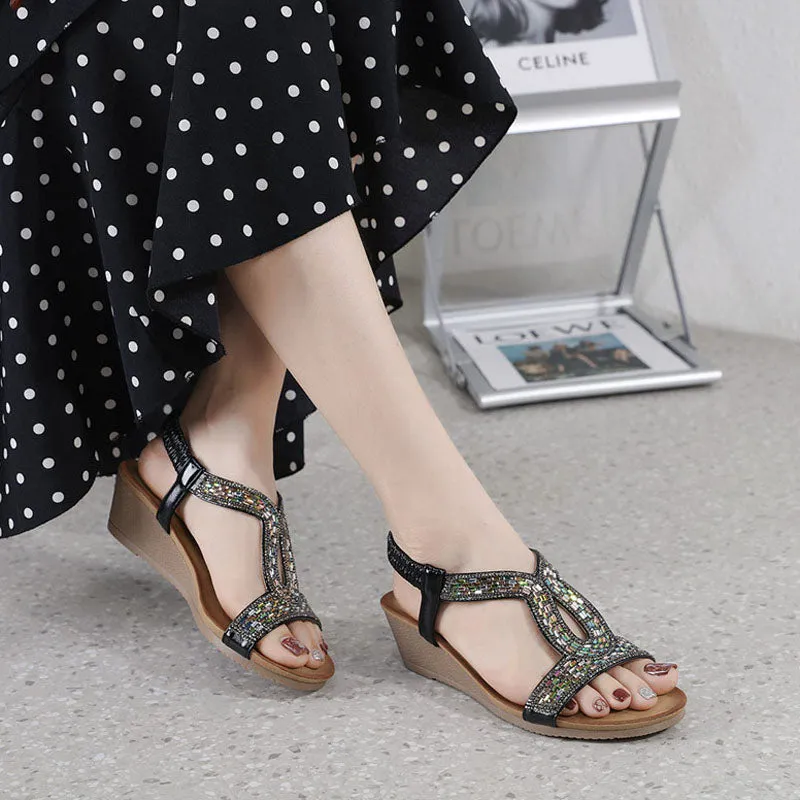 GS Wedge Slide | Luxe sandalen met wedge hak en strass details voor dames
