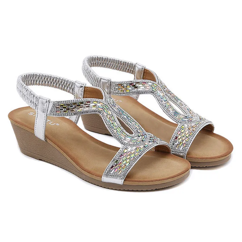 GS Wedge Slide | Luxe sandalen met wedge hak en strass details voor dames