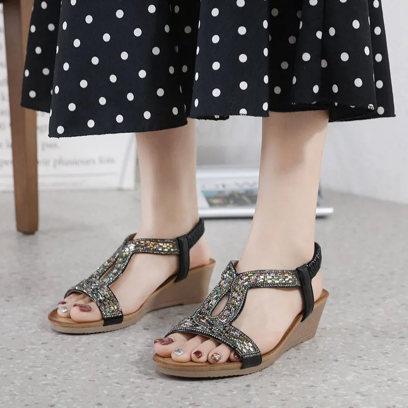 GS Wedge Slide | Luxe sandalen met wedge hak en strass details voor dames