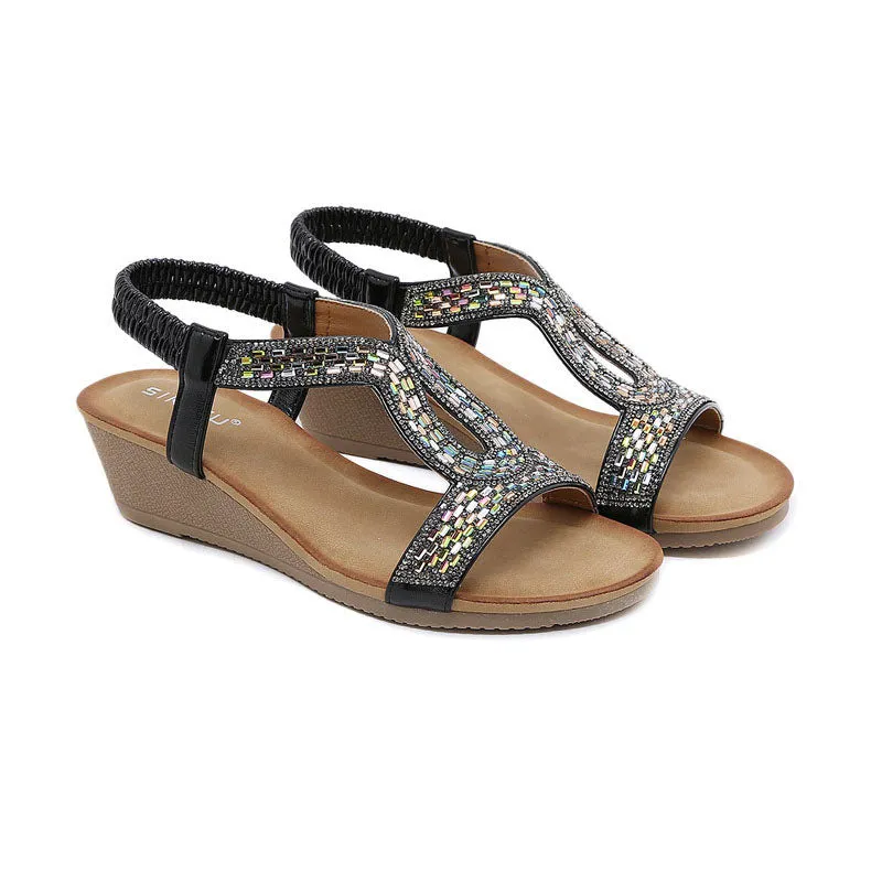 GS Wedge Slide | Luxe sandalen met wedge hak en strass details voor dames