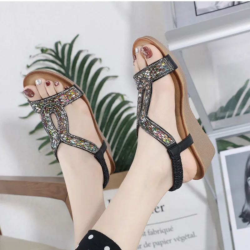 GS Wedge Slide | Luxe sandalen met wedge hak en strass details voor dames