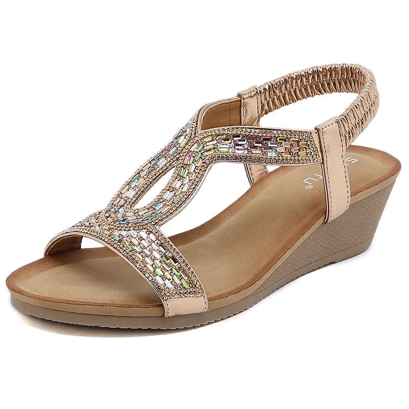 GS Wedge Slide | Luxe sandalen met wedge hak en strass details voor dames
