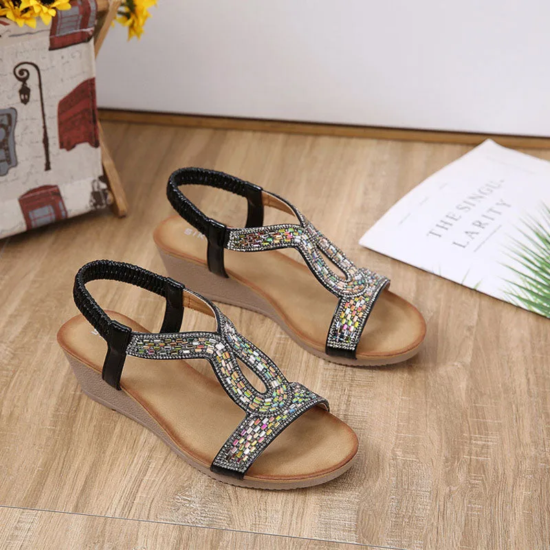 GS Wedge Slide | Luxe sandalen met wedge hak en strass details voor dames
