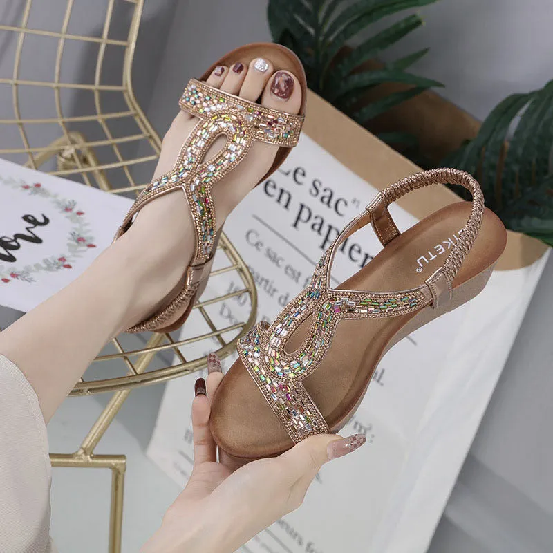 GS Wedge Slide | Luxe sandalen met wedge hak en strass details voor dames