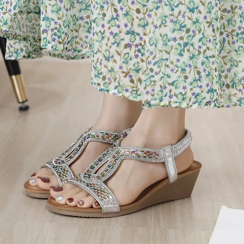 GS Wedge Slide | Luxe sandalen met wedge hak en strass details voor dames