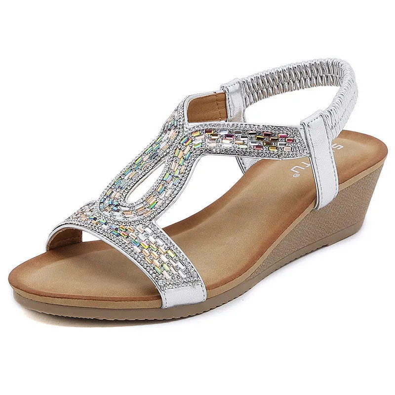 GS Wedge Slide | Luxe sandalen met wedge hak en strass details voor dames