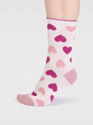 Haddie Love Heart Bamboo Socks in Stone White by Thought, Size 4-7