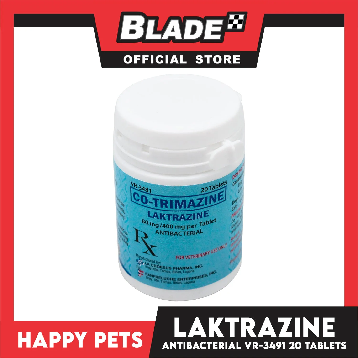 Happy Pets Co - Trimazine Laktrazine 20 tablets Antibacterial 80mg/400mg per tablet VR-3481