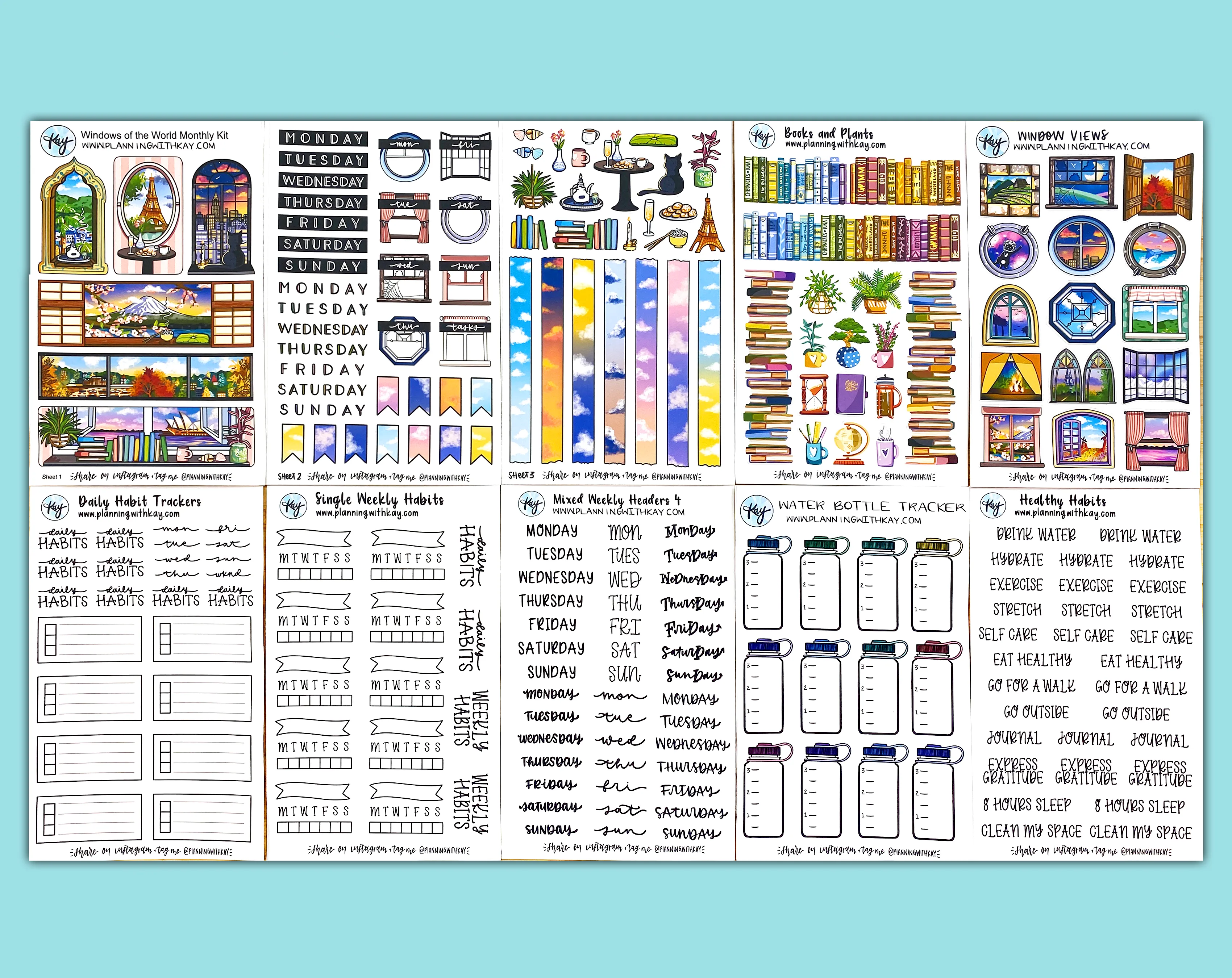 Healthy Habit Tracking Sticker Bundle!