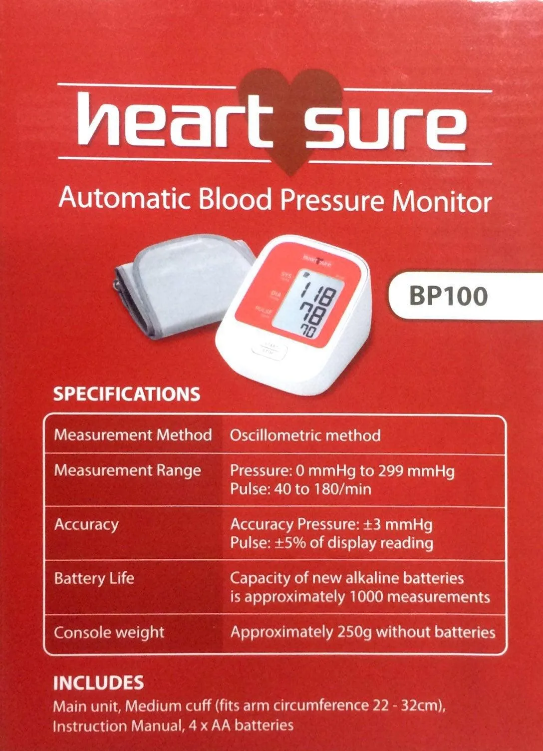 Heartsure Blood Pressure Monitor BP100