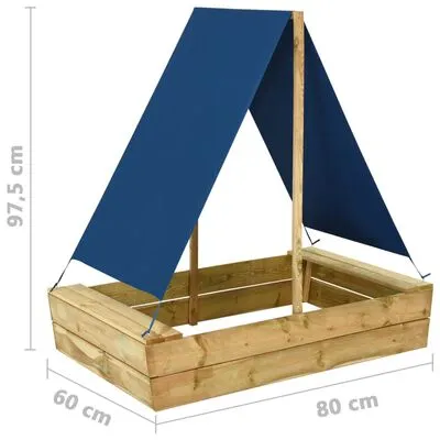 Heavy Duty Rot-Resistant Eco Wood Sandpit | Ship with Solid Structure & Roof | Blue | 98 x 80 x 60cm