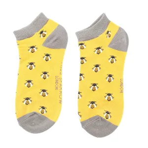 Honey Bees Bamboo Trainer Socks in Yellow by Miss Sparrow, Size UK 4-7