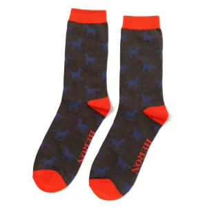 Horse Bamboo Socks in Dark Grey by Mr Heron, Size UK 7-11