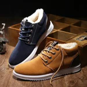 Hot Boots Men's Casual Shoes Boots Plus Velvet Warm Shoes To Help Low Suede Shoes