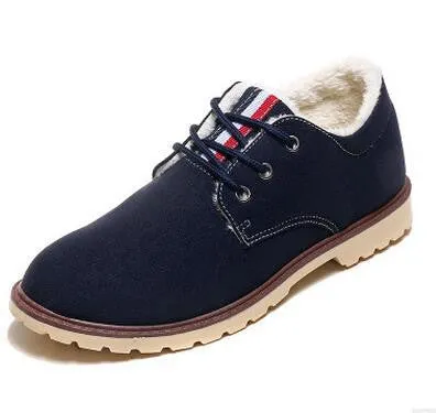 Hot Boots Men's Casual Shoes Boots Plus Velvet Warm Shoes To Help Low Suede Shoes