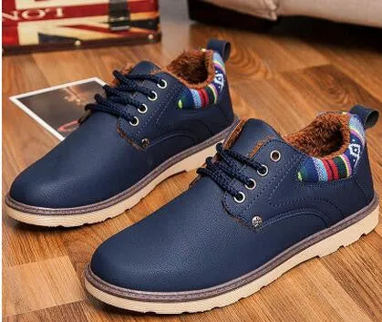 Hot Boots Men's Casual Shoes Boots Plus Velvet Warm Shoes To Help Low Suede Shoes