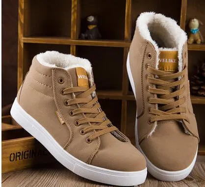Hot Boots Men's Casual Shoes Boots Plus Velvet Warm Shoes To Help Low Suede Shoes