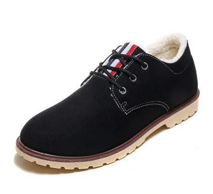 Hot Boots Men's Casual Shoes Boots Plus Velvet Warm Shoes To Help Low Suede Shoes