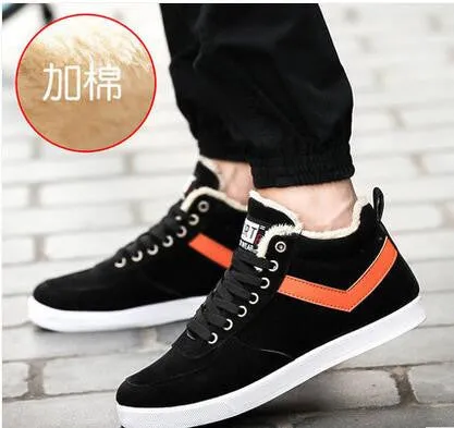 Hot Boots Men's Casual Shoes Boots Plus Velvet Warm Shoes To Help Low Suede Shoes