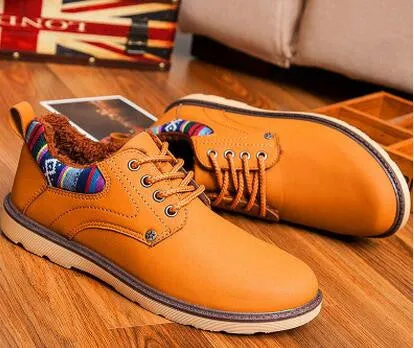 Hot Boots Men's Casual Shoes Boots Plus Velvet Warm Shoes To Help Low Suede Shoes
