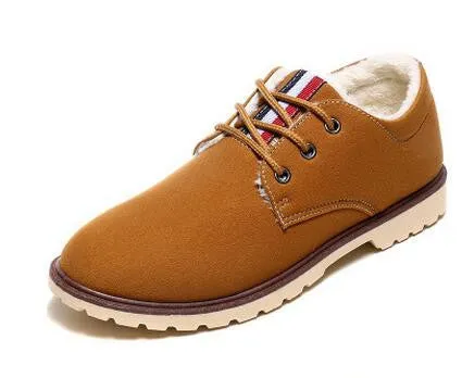 Hot Boots Men's Casual Shoes Boots Plus Velvet Warm Shoes To Help Low Suede Shoes