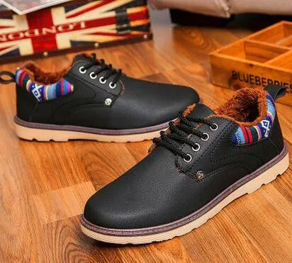 Hot Boots Men's Casual Shoes Boots Plus Velvet Warm Shoes To Help Low Suede Shoes
