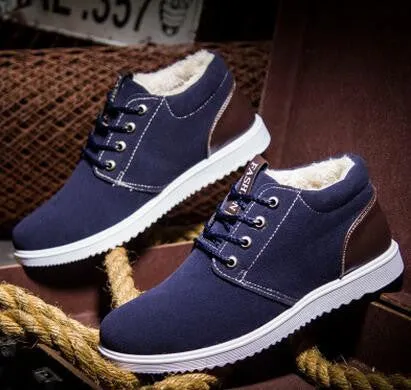 Hot Boots Men's Casual Shoes Boots Plus Velvet Warm Shoes To Help Low Suede Shoes