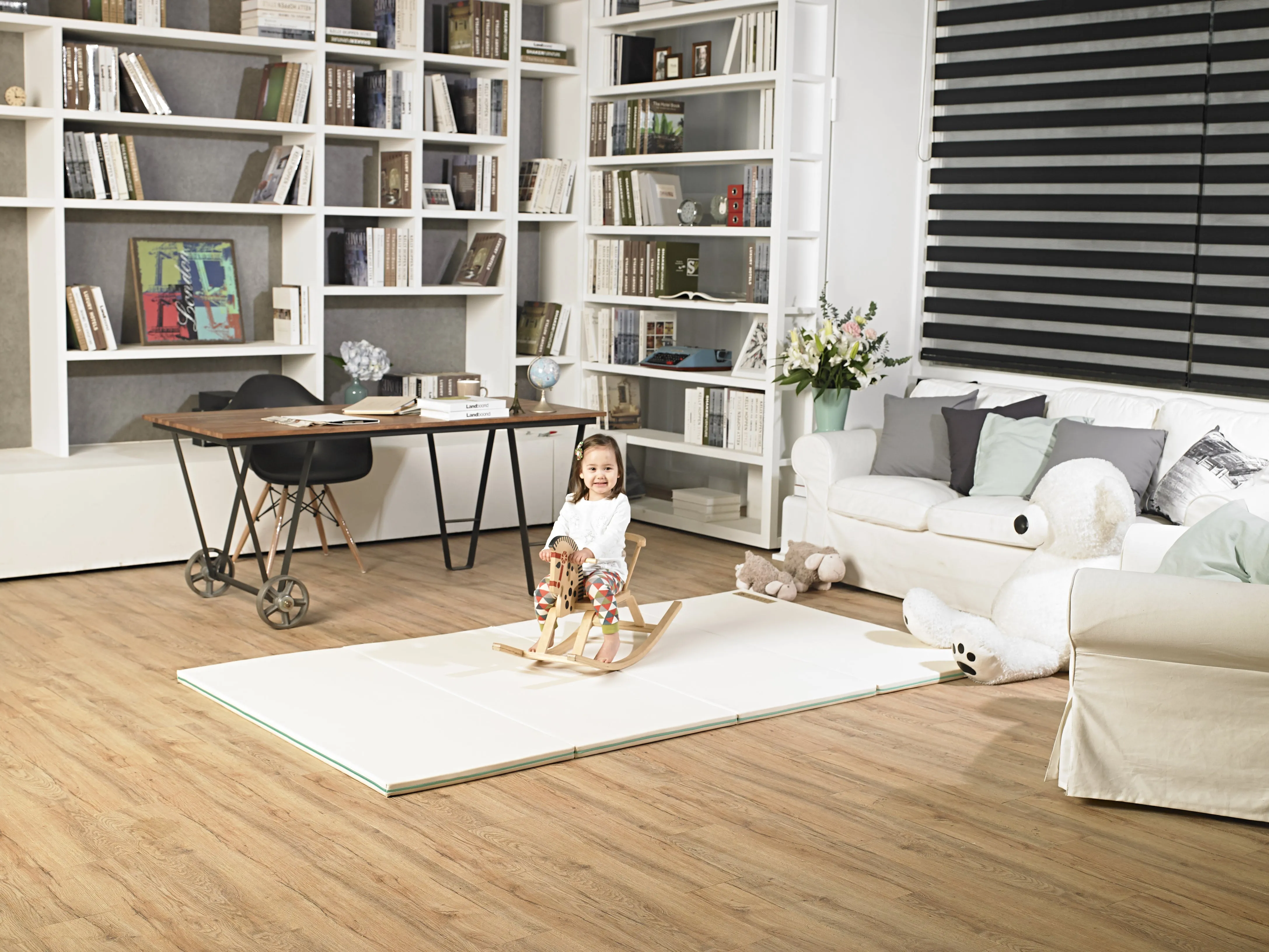 Huella Memory Foam Playmat Marshmellow & Pistachio (Blue) - L(2400 x 1350)