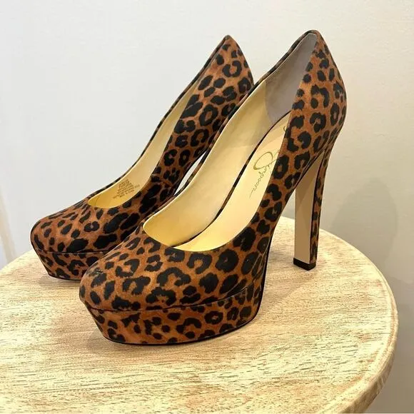Jessica Simpson Nellah Leopard Platform 5.5” Heels Pumps NWOB 7.5