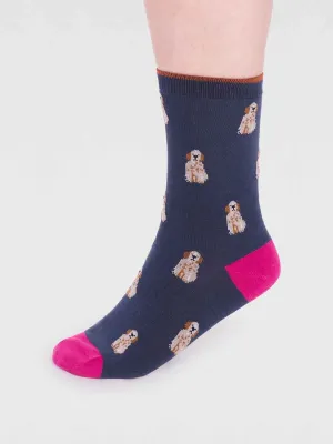 Kenna Retriever Dog Bamboo Socks in Slate Blue by Thought Size 4-7